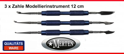 3 x Modellierinstrument  Zahle Zahntechnik mit Aluminium-Griff 1,3,5 mm Schaber