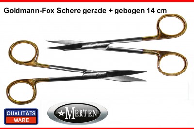 2 x Goldmann -Fox Schere gebogen / gerade 14 cm TC Hartmetalleinlage - PERMA CUT