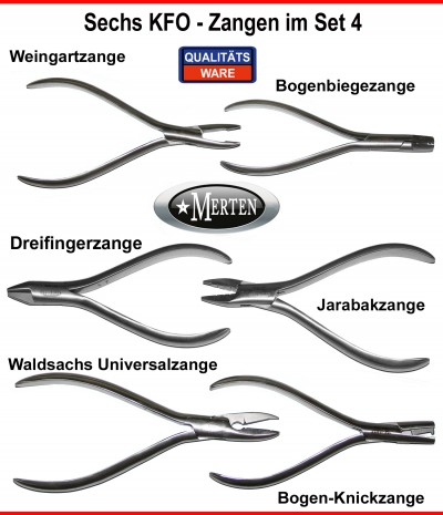 6 Kieferorthopädie Zangen KFO SET 4 Jarabak Zange Weingartzange etc.