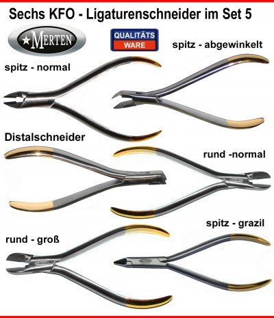 Ligaturenschneider / Seitenschneider / Distalschneider - 6 KFO Zangen TC im Set