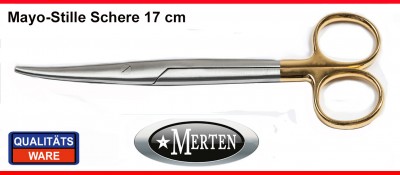 Mayo Stille Schere -  17 cm gebogen -  TC Carbid-Stahl Einlage - PERMA CUT