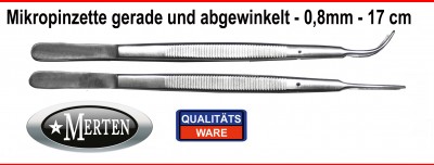 2 x Mikropinzetten 17 cm   0,8 mm feine Pinzette  gerade und abgewinkelt