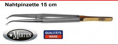 Nahtpinzette gebogen 15 cm - Suture Tweezer - Naht-Pinzette