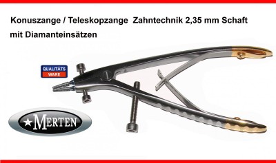 Teleskopkronenzange 2,35mm mit diamantierten  Einsätzen  2,3mm - Konuszange  Zahntechnik