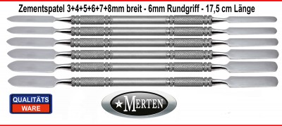 6  Zementspatel Anmischspatel  4+5+6+7+8+9 mm Zahnarzt Künstlerspatel