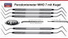 5 x Parodontometer - Sonde  WHO7 - 3-6-9-12 mm  mit Kugel und 1-15 mm ohne Kugel
