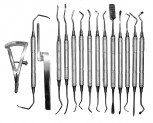Sinuslift - 15 Sinus Lift Instrumente  Raspatorium mit  Castroviejo Messzirkel